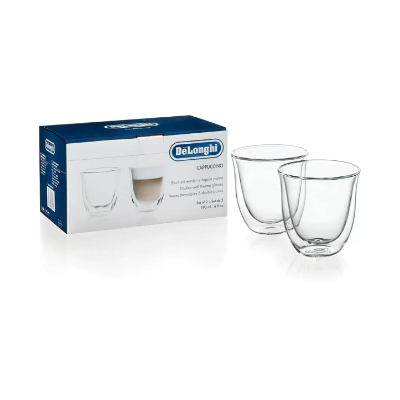 Delonghi Double Wall Set of 2 Cappuccino Glasses 190ml