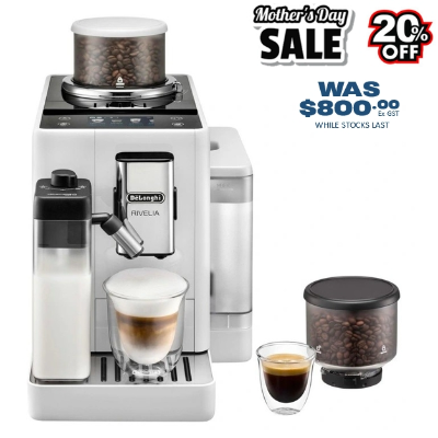 Delonghi Rivelia Arctic White Automatic Coffee Machine Factory Second